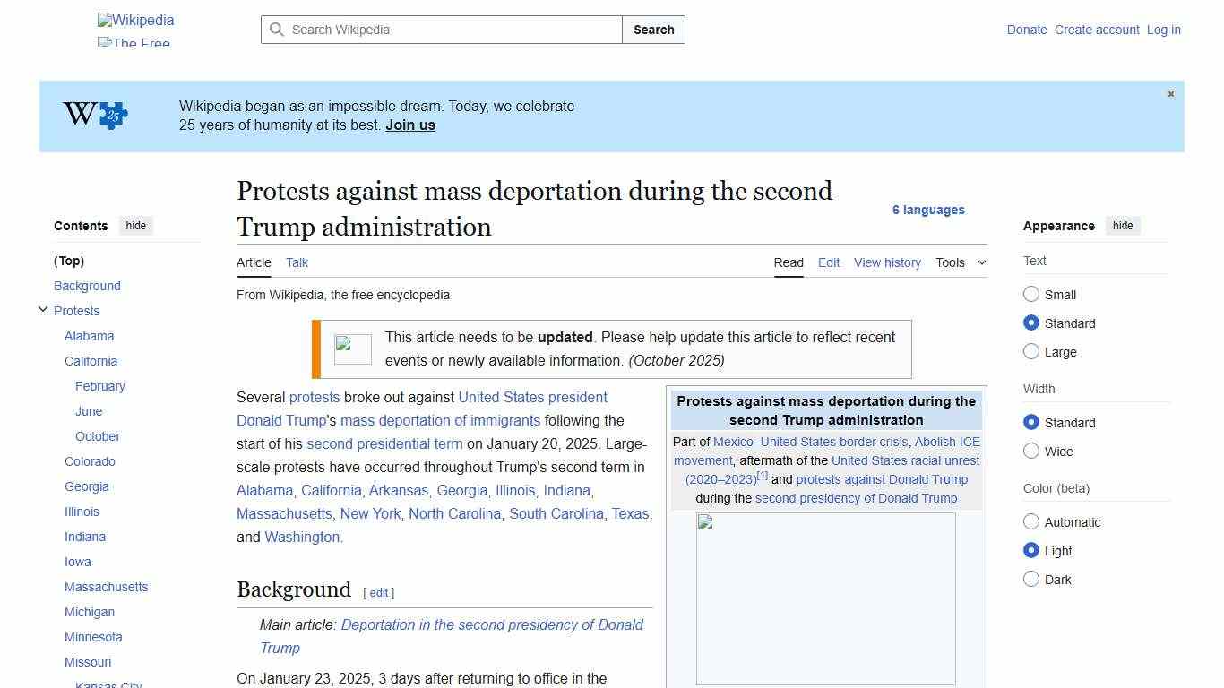 Protests against mass deportation during the second Trump administration - Wikipedia