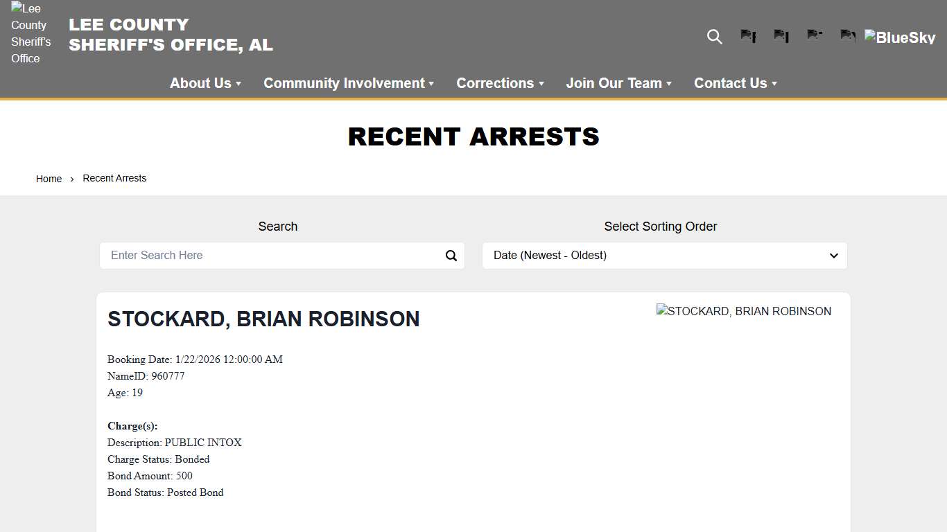 Recent Arrests Lee County Sheriff’s Office Alabama